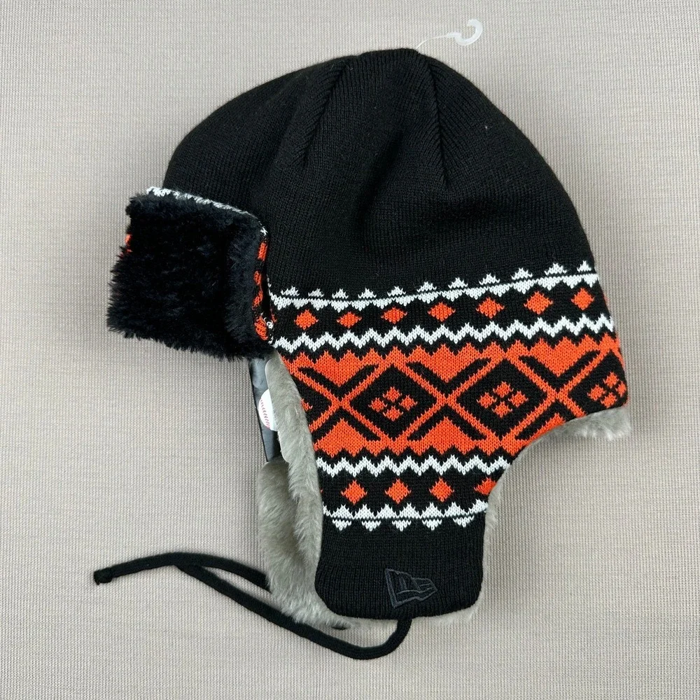 New Era Kids San Francisco Giants Trapper Hat Black Orange Fair Isle Winter Cap